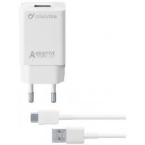 Cellularline Adaptive Fast Charger Kit 15W - USB-C - Samsung Caricabatterie da rete Fast Charger 15W con cavo USB-C Bianco