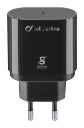 Cellularline Caricabatterie da rete USB-C Super Fast Charge PD 25W Nero - Samsung A70, A80, A90, Note 10, Note 10+ 
